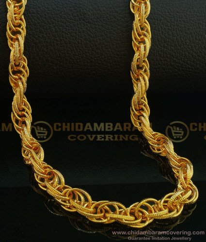 SHN064 - Trendy Gold Design Twisted Gold Plated Chain for Men