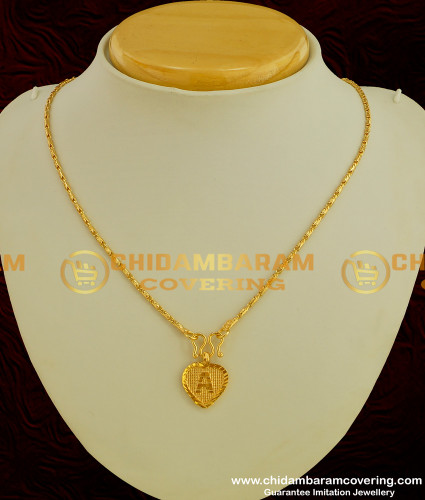 SCHN075 - Gold Plated Alphabet ‘A’ Letter Pendant with Chain for Boys and Girls