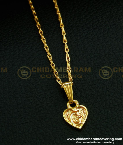 SCHN297 - One Gram Gold Heart Shape ‘G’ Letter Dollar Chain Online