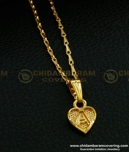SCHN300 - One Gram Gold Heart Shape ‘A’ Letter Dollar with Short Chain Online
