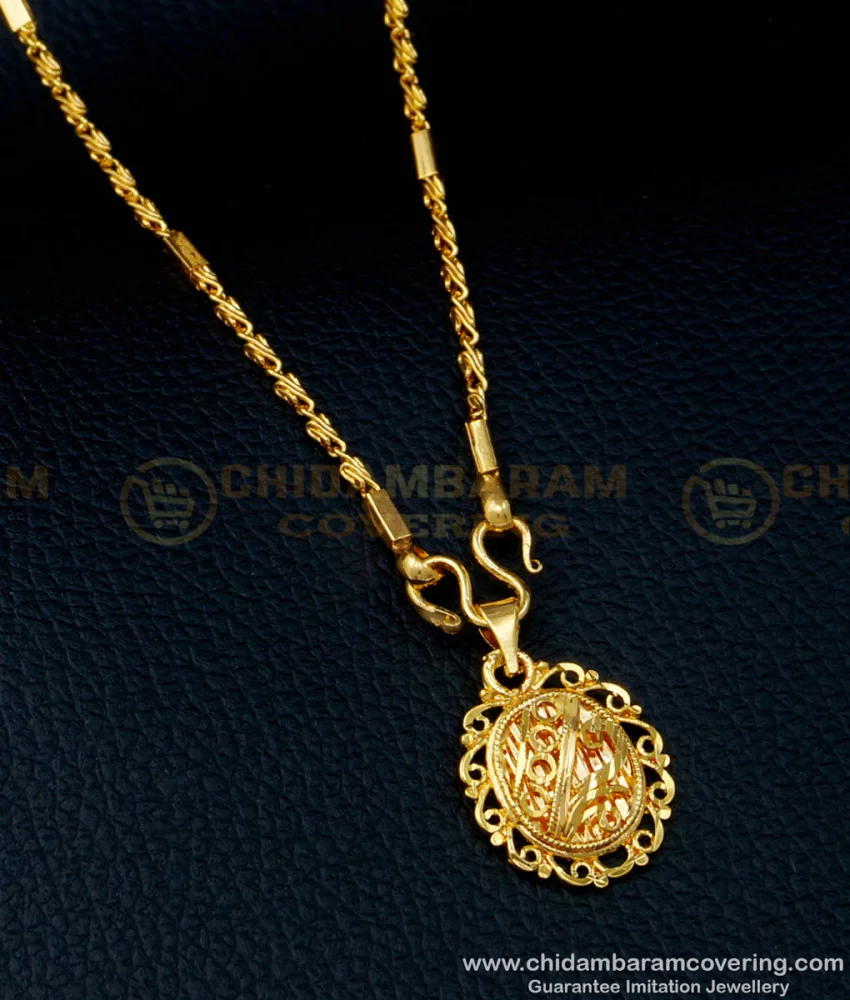Buy 1 Gram Gold Daily Use Pendant Simple Gold Chain Design for Ladies