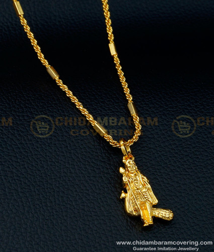 SCHN377 - Daily Wear Vel Murugan Pendant Designs with Short Chain 1 Gram Gold Jewellery
