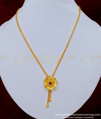 SCHN389 - Modern Flower Design Latest Gold Pendant Necklace Design for Female 