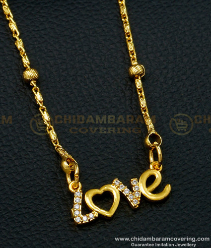 SCHN400 - Unique One Gram Gold Short Chain with Love Symbol Love Pendant for Wife