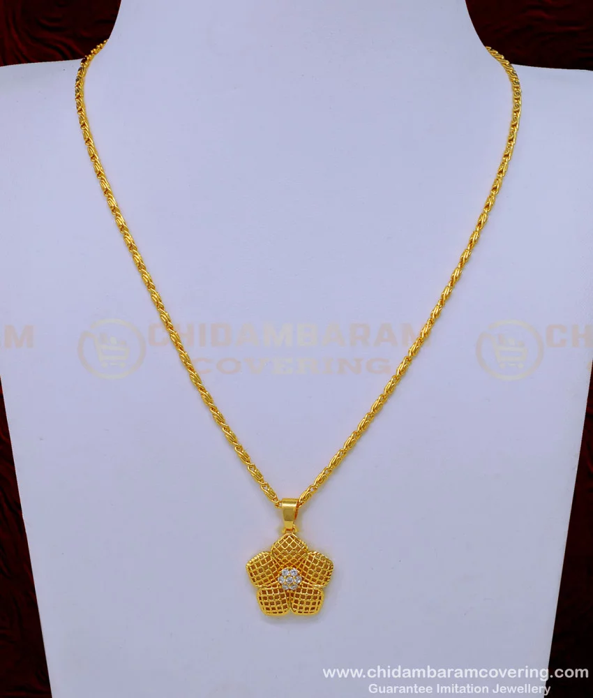 Buy Chidambaram Covering Gold Chain Design with White Stone ...