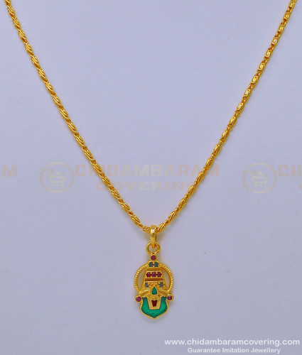 SCHN418 - New Model Gold Balaji Pendant Designs with Short Chain One Gram Gold Jewellery 