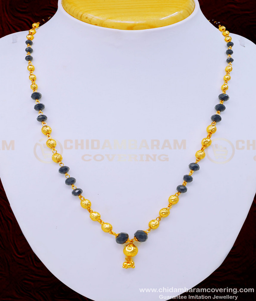 Trendy Gold Plated Black Crystal Beads Chain for Women