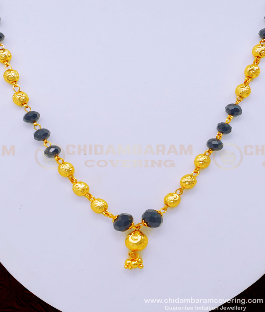 Trendy Gold Plated Black Crystal Beads Chain for Women