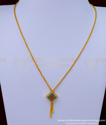 SCHN444 - Trendy Stone Pendant with Gold Short Chain Designs for Female