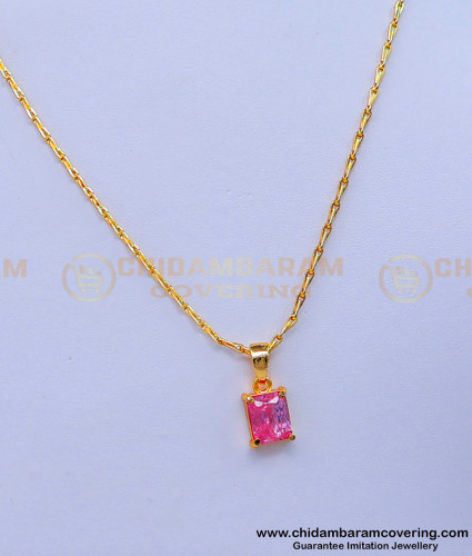 SCHN456 - Beautiful Baby Pink Stone Pendant with Small Chain Online 