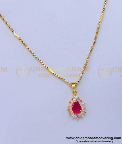 SCHN460 - 1 Gram Gold Chain Pendant with Chain Design for Women