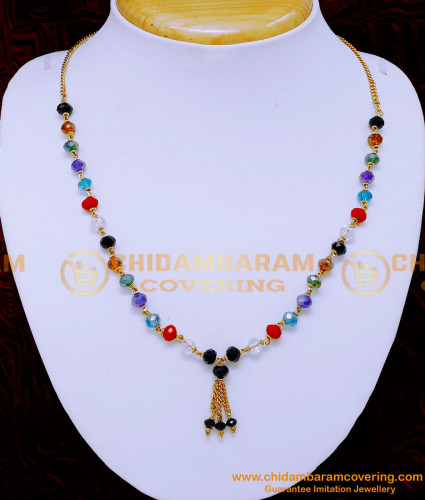 SCHN475 - Beautiful Crystal Chain Design Navaratna Jewellery Online Shopping