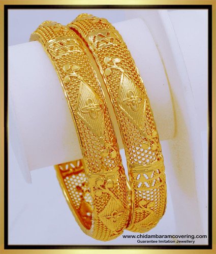 BNG645 - 2.8 Size Original 1 Gram Gold Bangles Design Online