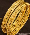 BNG116 - 2.4 Size Gold Plated Thick Metal Twisted Bangles Design