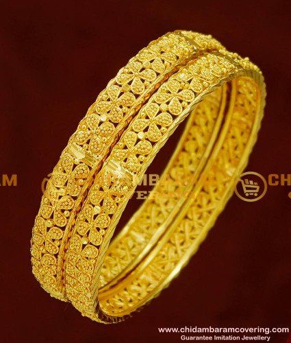 BNG152 - 2.4 Size Latest Elegant Floral Design High Quality Bangles Gold Plated Jewellery Online