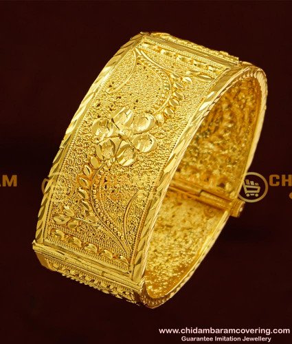 BNG174 - 2.6 Size Gold Pattern Kada Bangle Design 1 Gram Guarantee Bangle Online