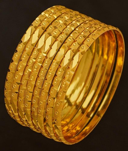 BNG195 - 2.6 Size 8 Pieces Thin Bangles Set Dye Gold Plating Bangles Designs Low Price Buy Online