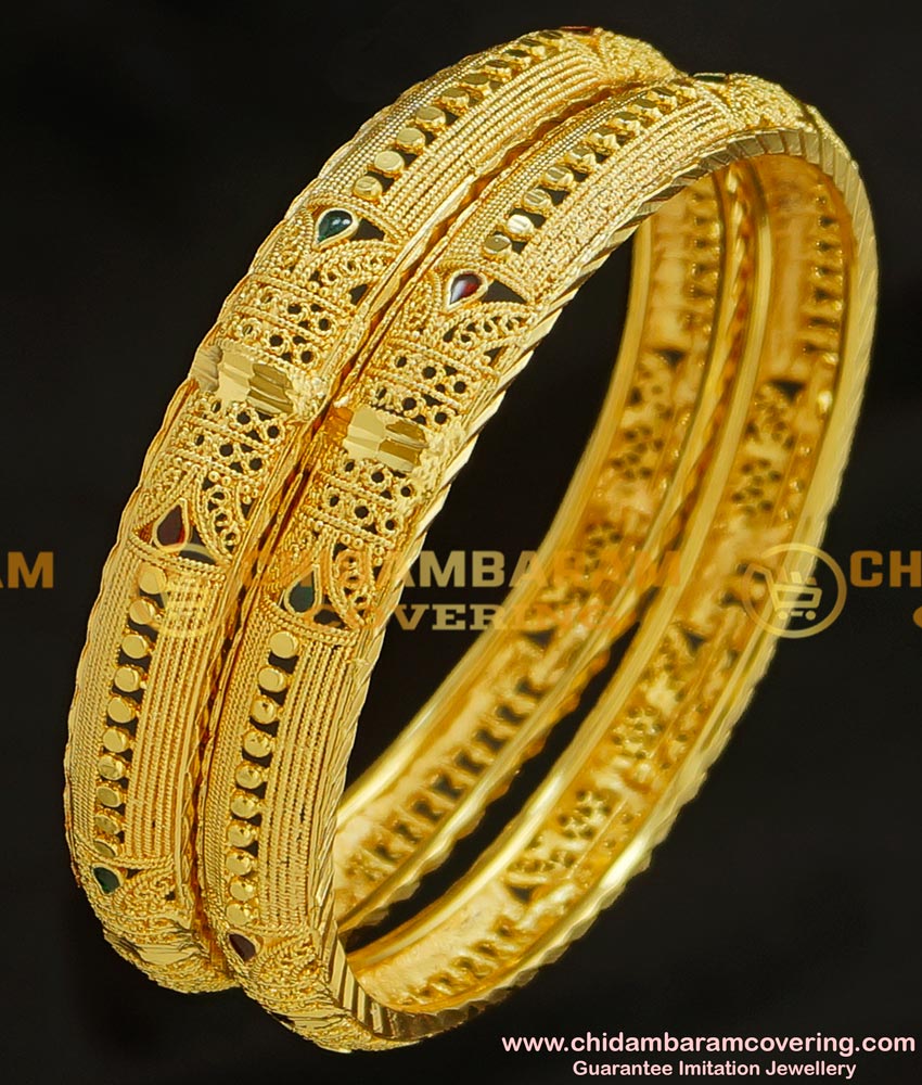 BNG216 - 2.8 Size Wedding Bangle Gold Design Enamel Coating Bangles Imitation Jewelry 