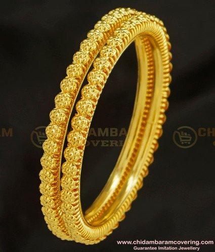 BNG218 - 2.4 Casual Daily Wear Flower Design Gold Plated Bangles Imitation Jewellery 