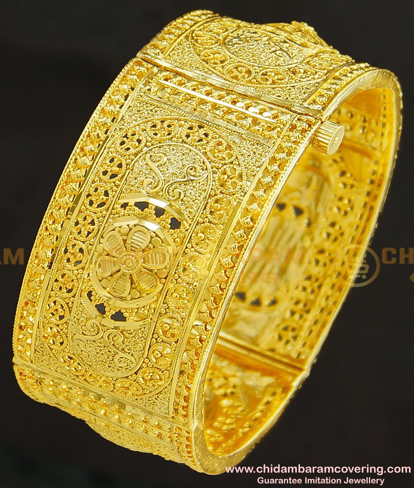 BNG251 - 2.6 Size Bridal Wear Gold Look Screw Bangle Guarantee Gold Kada Design for Ladies