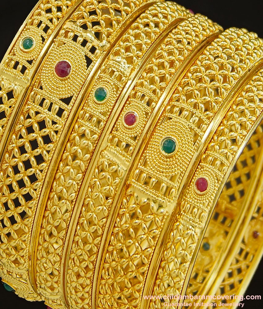 BNG292 - 2.4 Size Latest Collections Stunning Gold Gold Forming Indian Wedding Bangles Set 
