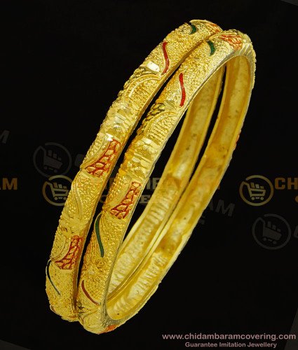 BNG305 - 2.6 Size Real Gold Design Enamel Gold Forming Designer Bridal Wear Bangles Collections Online