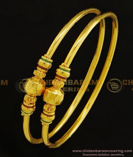 BNG310 - 2.10 Size New Model Golden Beads Kappu Design Chidambaram Covering Bangles at Best Price Online 