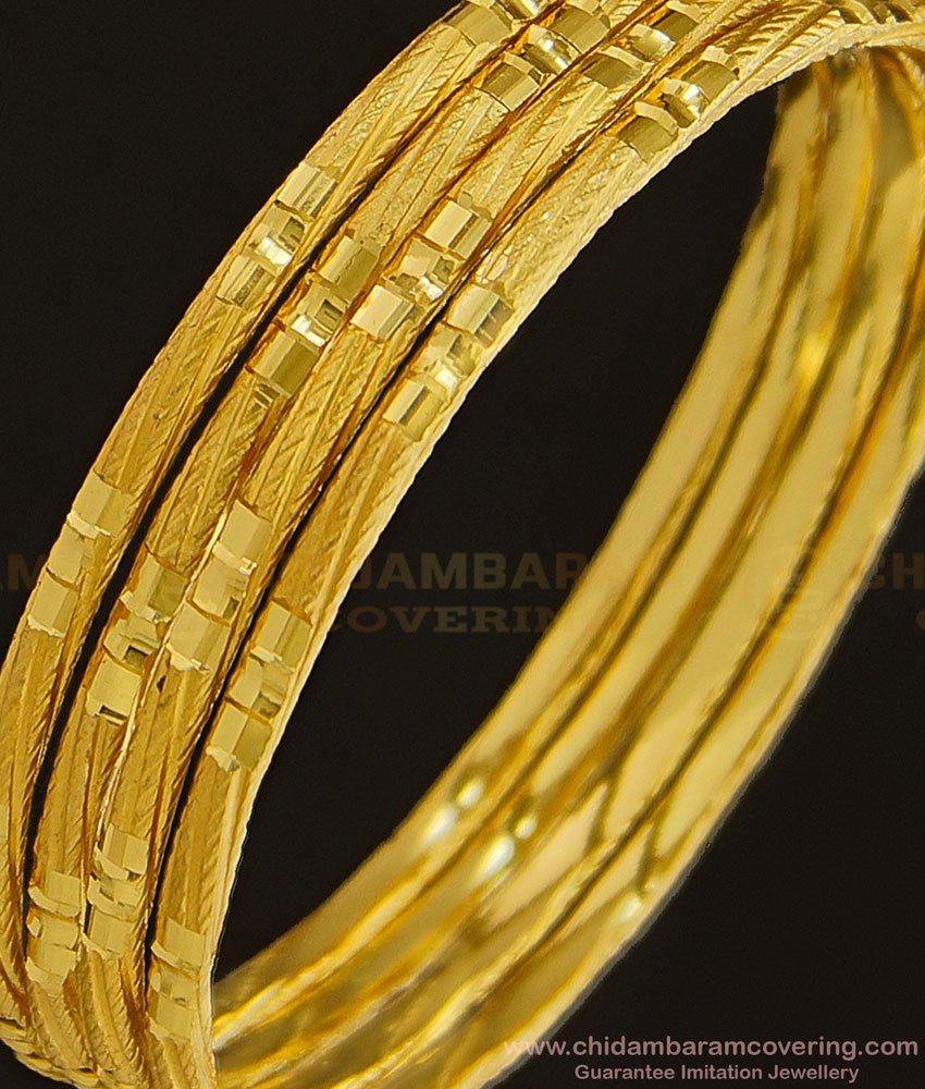 BNG344 - 2.6 Size Unique Pattern One Gram Gold Daily Use Plain Bangles Design Set Of 4 Pcs at Best Price