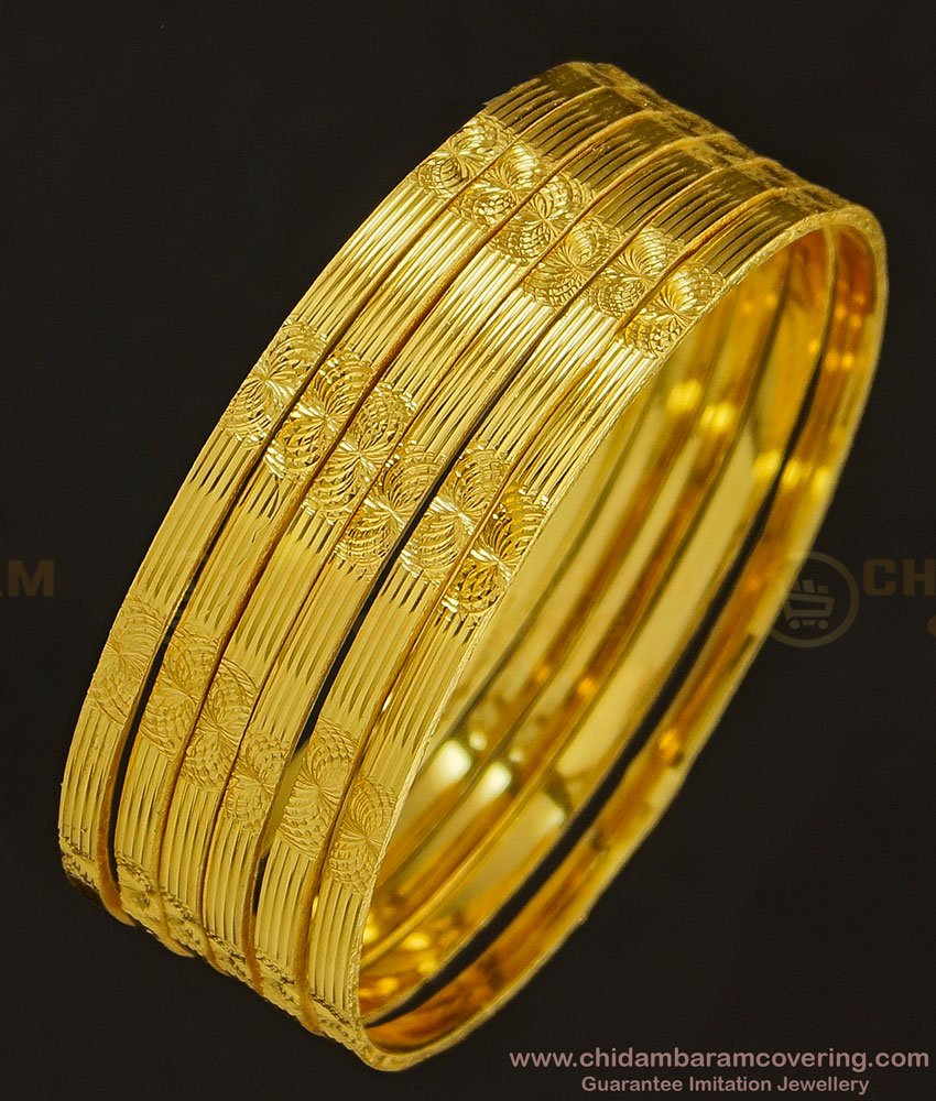 BNG346 - 2.8 Size Women 6 Bangles Set Floral Design Gold Bangles Pattern Indian Wedding Jewellery