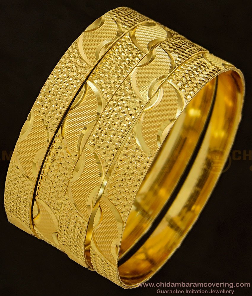 BNG350 - 2.10 Size South Indian Traditional Gold Bangles Collection Set Of 4 Bangles Online