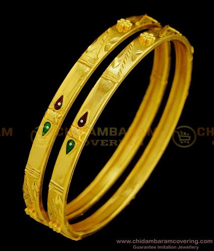 BNG373 - 2.6 Size New One Gram Forming Gold Enamel Bangles Design Indian Wedding Bangles Set Online