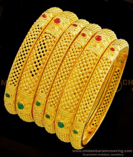 BNG382 - 2.8 Size Grand Look Latest Collections Stunning Gold Forming Gold Indian Wedding 6 Bangles Set