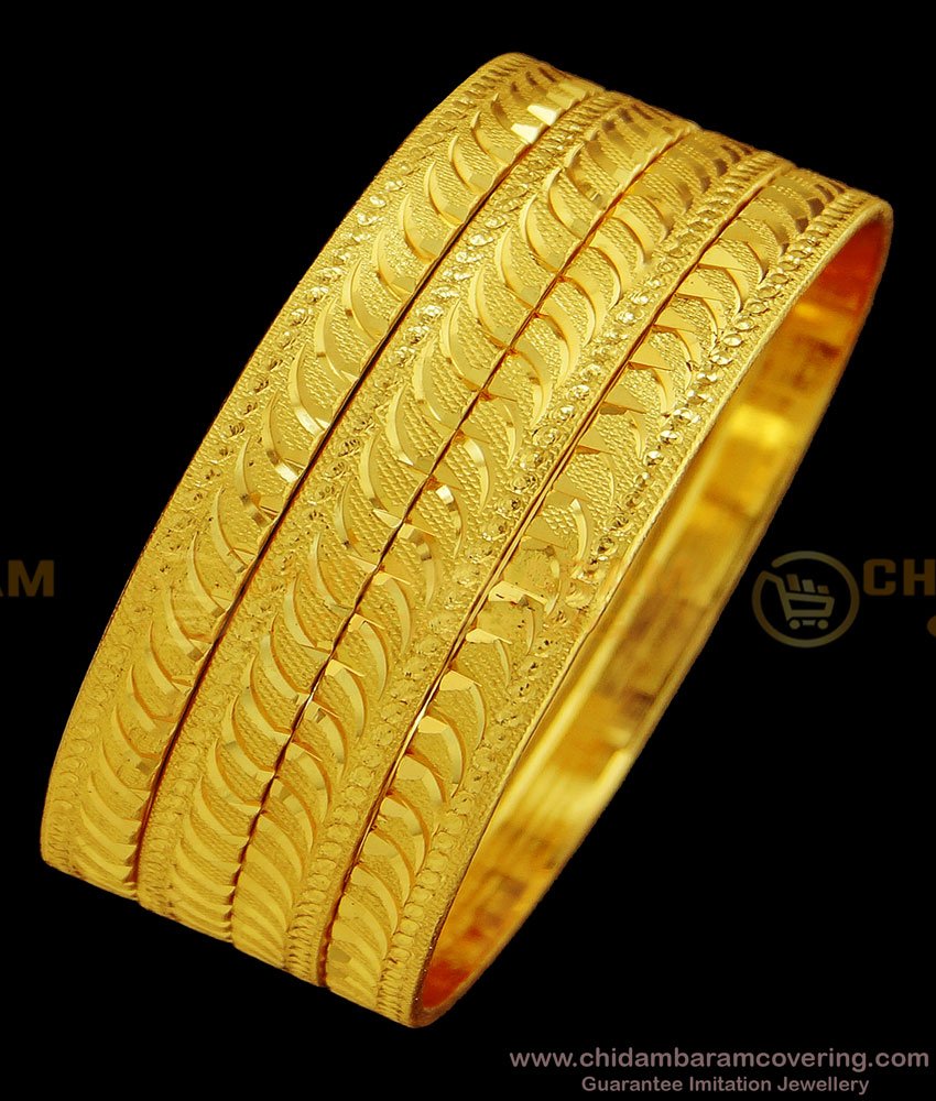 BNG394 - 2.4 Size New Design Gold Border Bangles Set Of 4 Pieces Bangle for Women
