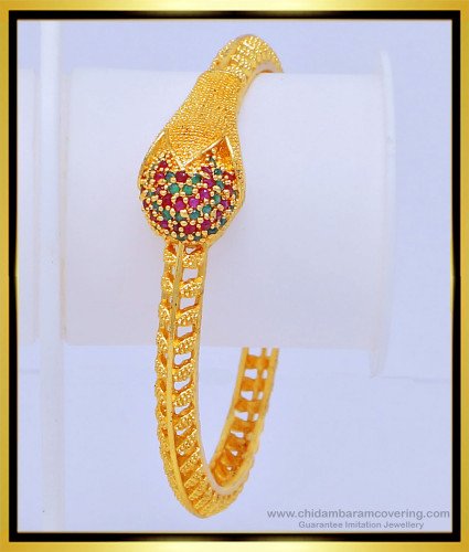 BNG447 - 2.6 Size Elegant Party Wear Ad Stone Single Bangles One Gram Gold Jewellery Online