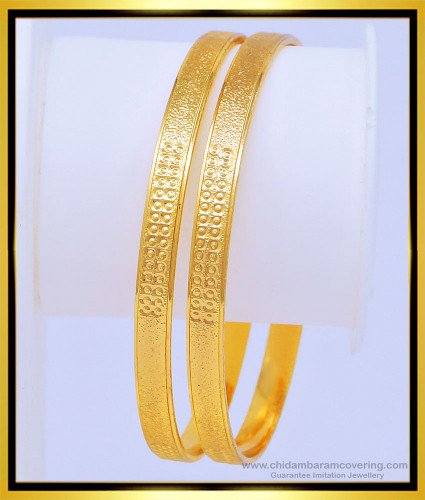BNG458 - 2.8 Unique Glitter Design Pure Gold Plated Daily Wear Low Price Bangles Online 