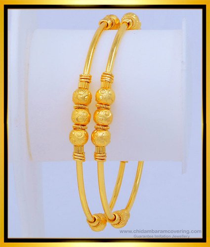 BNG480 - 2.10 Size Simple Light Weight Daily Use Office Wear Thin Gold Bangles Design Online 