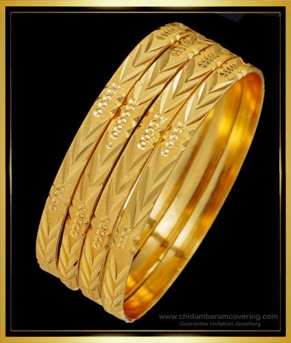 BNG503 - 2.6 Size South Indian Gold Pattern Bangles Design Imitation Jewellery Online