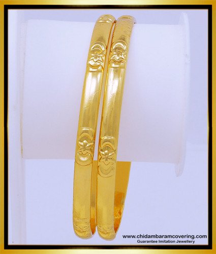 BNG529 - 2.8 Size Daily Use Impon Bangles Plain Gold Design 1 Gram Gold Impon Bangles 