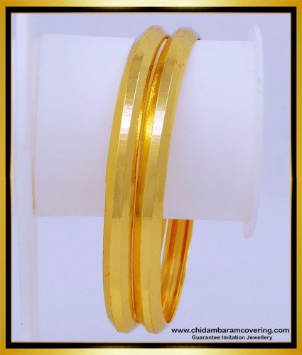 BNG537 - 2.6 Size Impon Bangles Gold Design Plain Kambi Valiyal for Women 