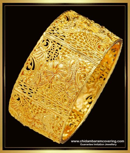BNG543 -2.6 Size Grand Look Gold Bangles Design Gold Plated Single Kada Wedding Bangles