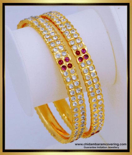 BNG560 - 2.8 Size Bridal Wear Gold Stone Bangles Design Five Metal Impon Bangles for Ladies  