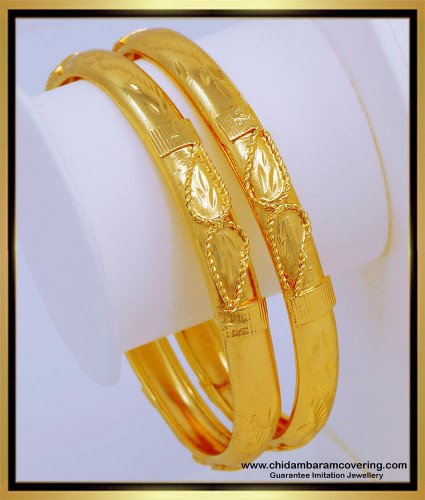 BNG562 - 2.4 Size New Pattern Daily Use Guaranteed Micro Gold Plated Bangles for Female