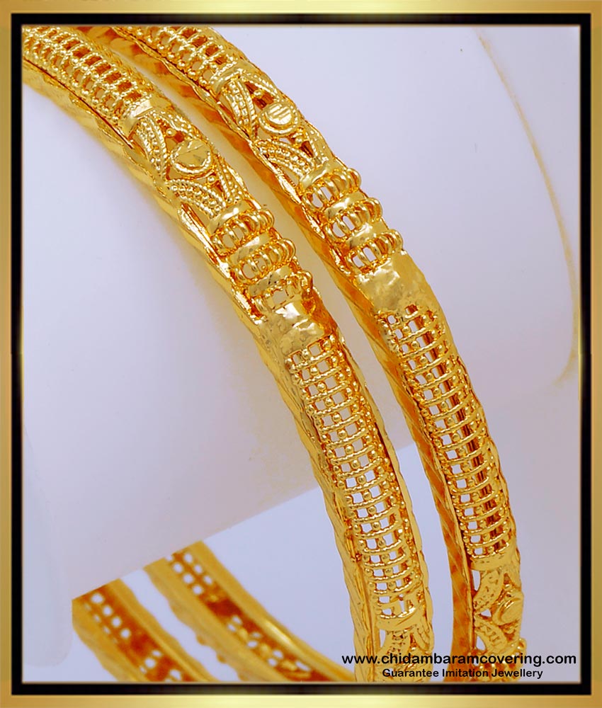 BNG564 - 2.10 Size Pure Gold Plated Jewellery Bridal Wear Bangles Online Shopping India