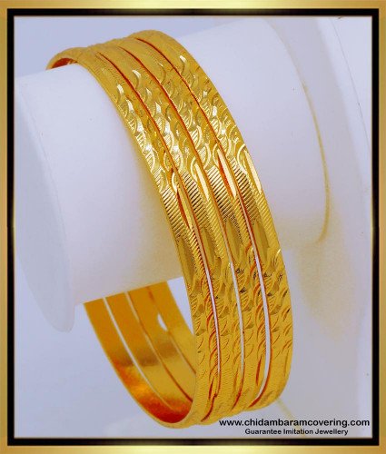 Bng567 - 2.8 Size One Gram Gold Daily Wear Gold Bangles Set Of 4 Pieces for Women  