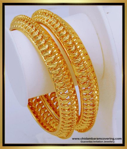 BNG586 - 2.10 Size Excellent Quality Traditional Gold Bangles Design Wedding Bangles Collection Online