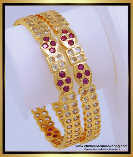BNG613 - 2.6 Size Impon First Quality Gold Stone Bangles Design Five Metal Impon Bangles for Women
