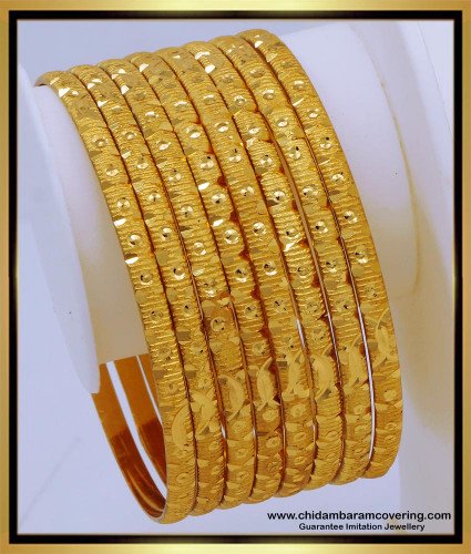 BNG657 - 2.8 Size South Indian Jewellery Plain Bangles Set for Wedding