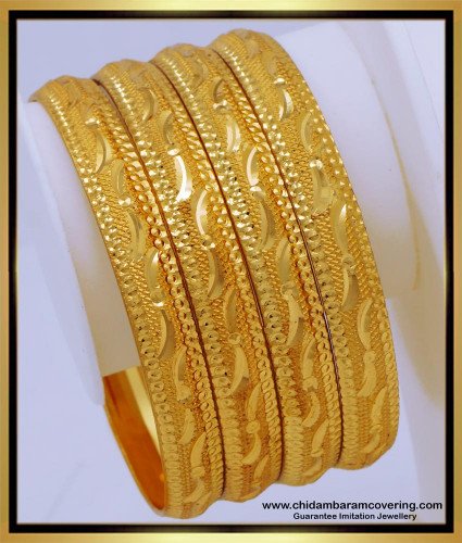 BNG662 - 2.6 Size Gold Design Chidambaram Covering Bangles Set