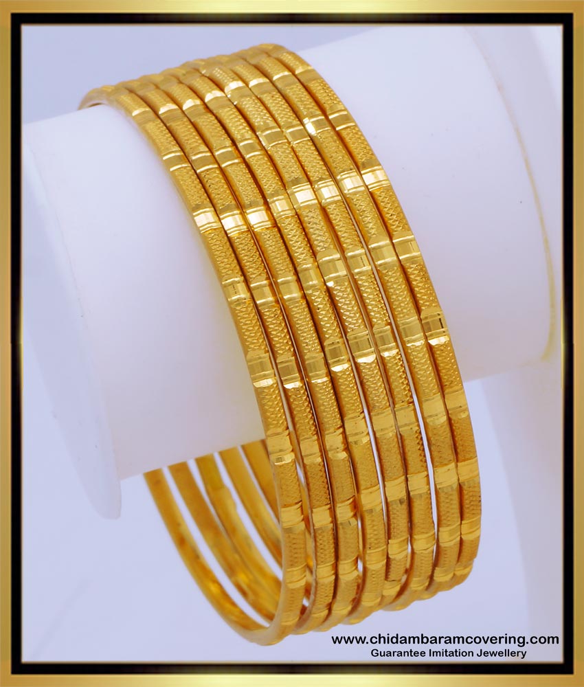1 Gram Gold Jewellery Simple Gold Bangles for Daily Use