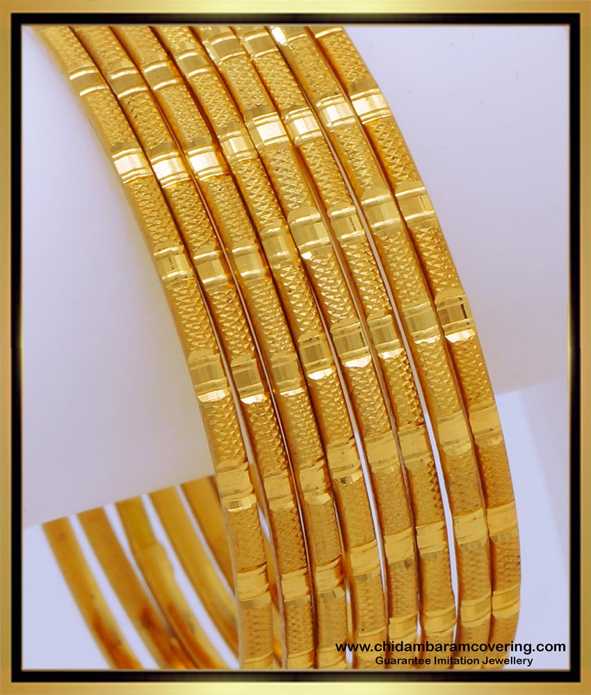1 Gram Gold Jewellery Simple Gold Bangles for Daily Use